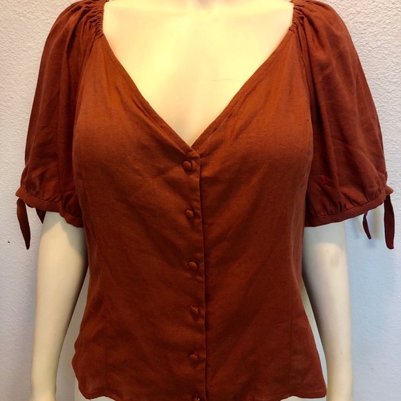 Express Linen Blend Off The Shoulder Top Size XL - Picture 2 of 11